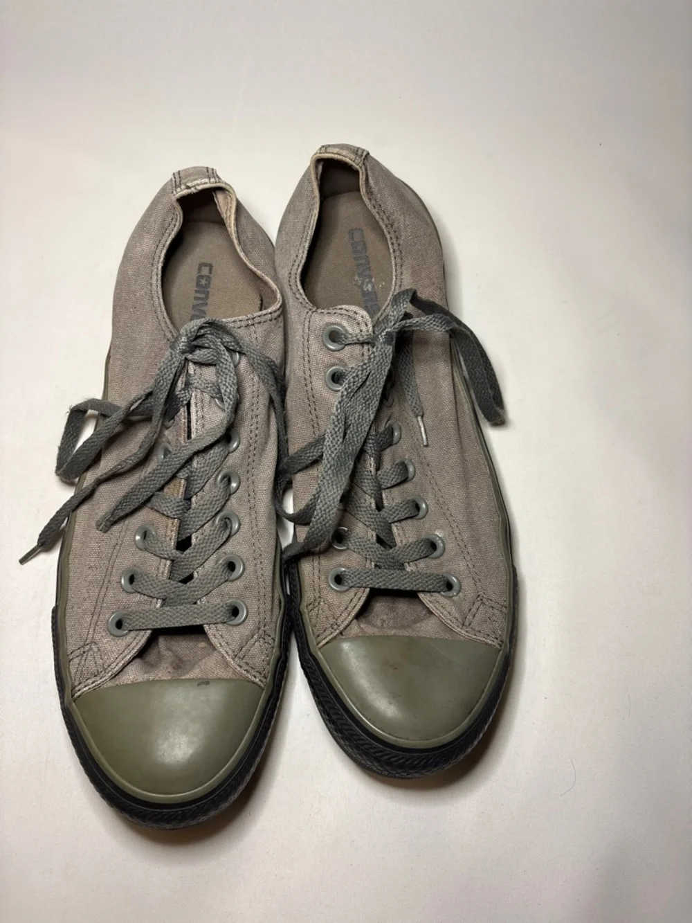 Converse All-Stars Olive Canvas Low-Top Sneakers for Men Size 9.5 - Picture 3 of 8